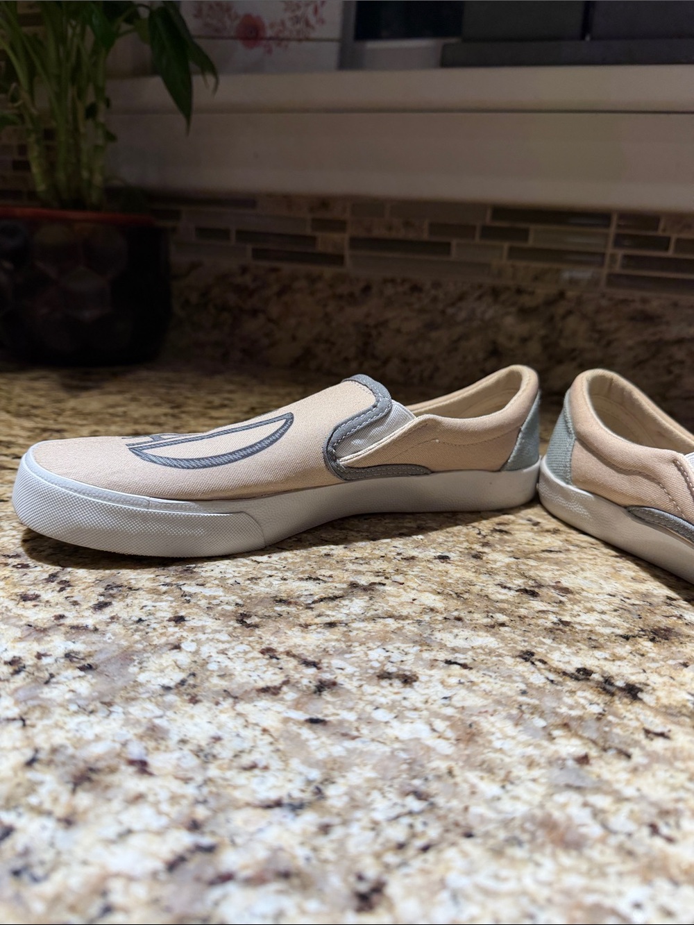 inkkas Beige Canvas Slip-On Flats with Black Graphic - Picture 5 of 7
